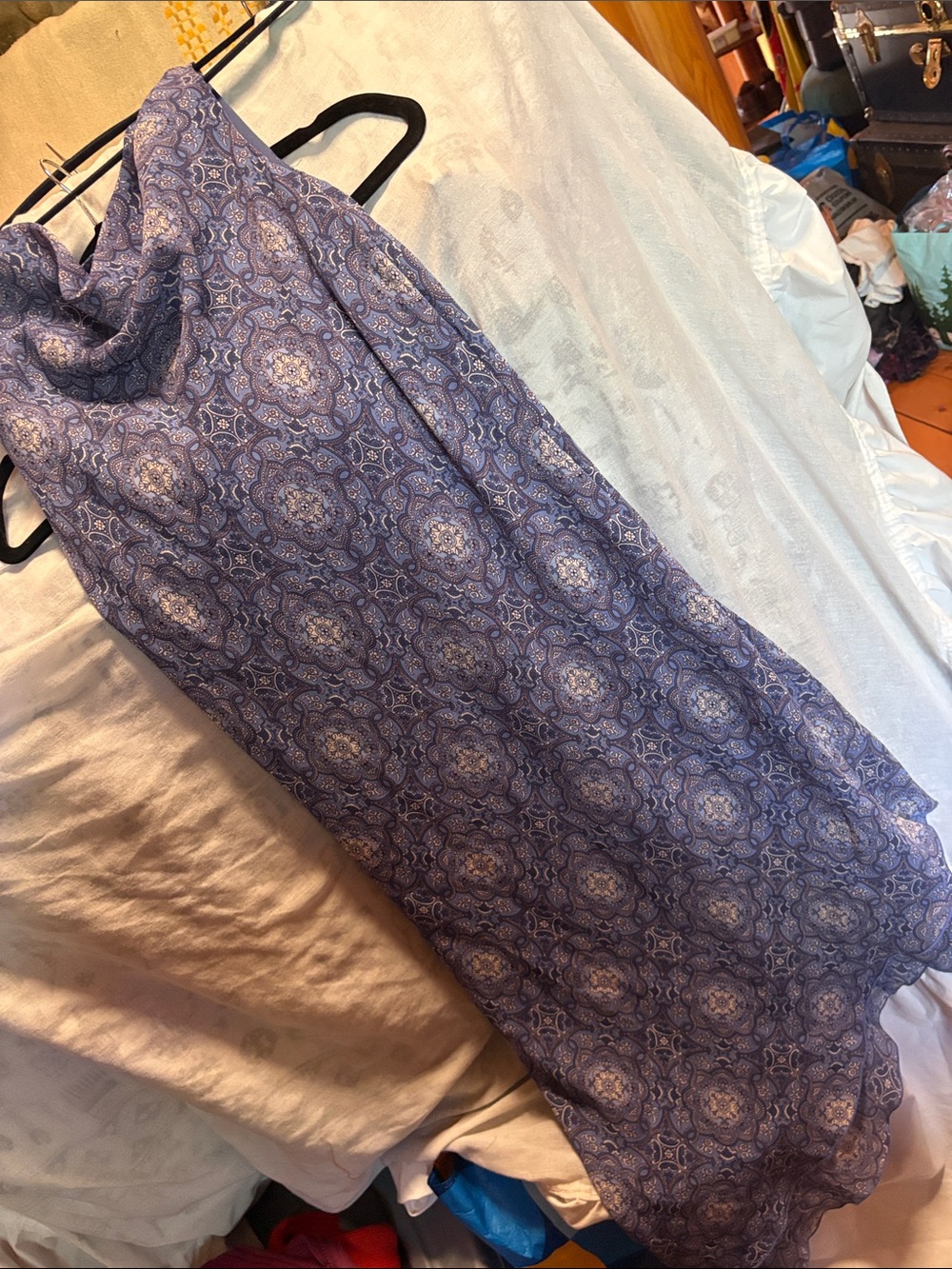 Blue Paisley Print Slip Dress
